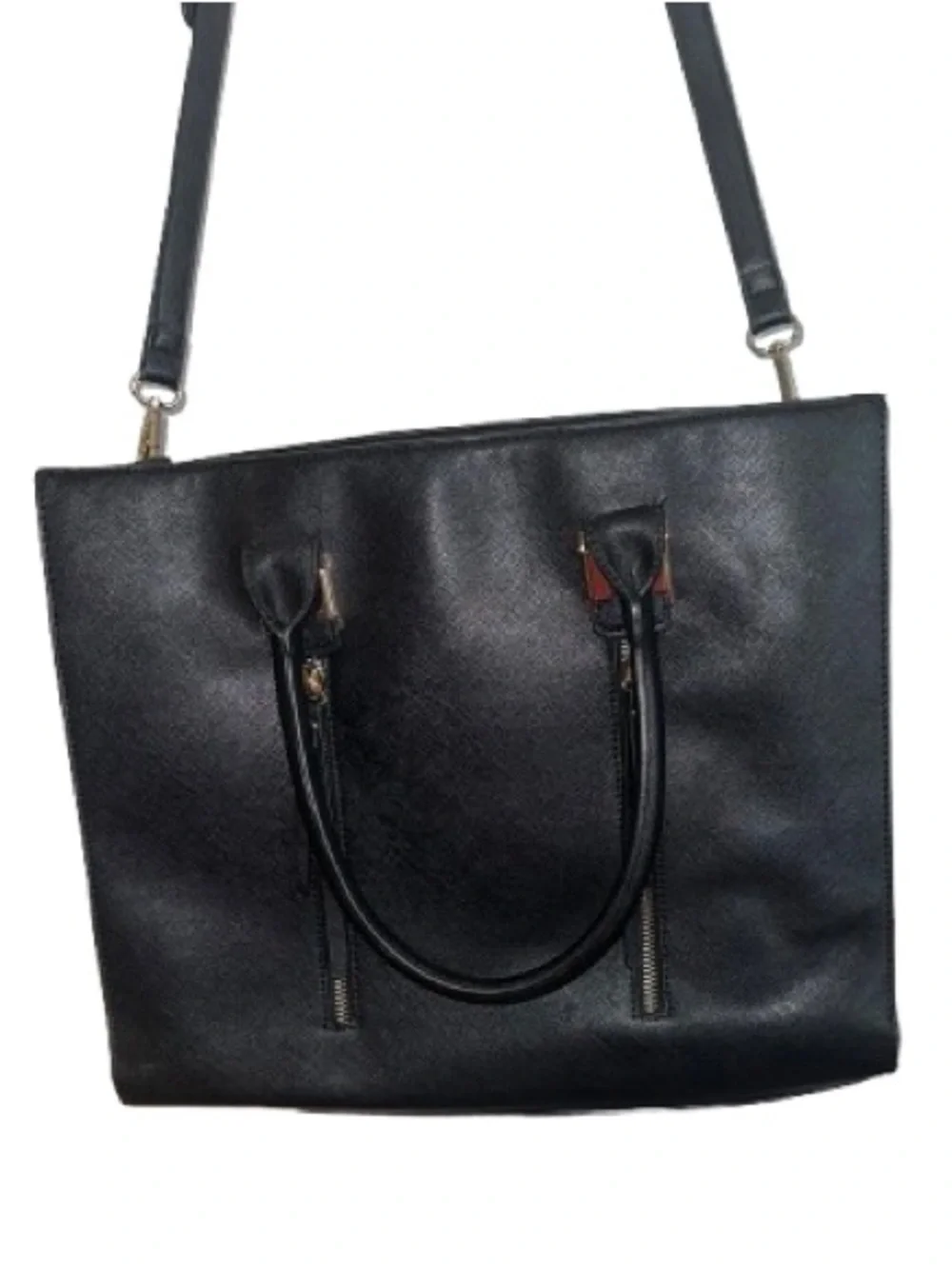 Carlos by Carlos Santana Black Leather Laptop Tote with Removable Strap